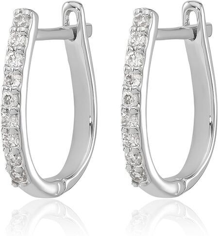 IceCarats 14K الذهب الأبيض الصلب 0.11 قيراط الماس الصغيرة Huggie هوب أقراط 12mm 1/2 بوصة قطع مستديرة، الطبيعية، مجموعة الشق، مزلاج الظهر لها in Kuwait