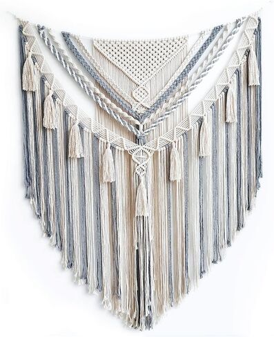 Fashionstorm Macrame Wall Hanging Large Wall Tapestry Woven Boho Tapestry | Ivory Mix Grey, 47x55 inch, in Saudi Arabia