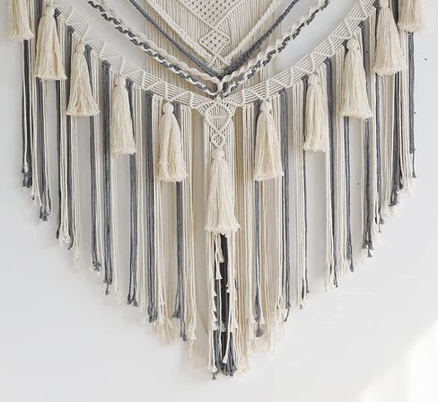 Fashionstorm Macrame Wall Hanging Large Wall Tapestry Woven Boho Tapestry | Ivory Mix Grey, 47x55 inch, in Saudi Arabia