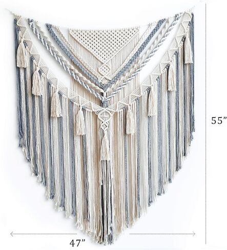 Fashionstorm Macrame Wall Hanging Large Wall Tapestry Woven Boho Tapestry | Ivory Mix Grey, 47x55 inch, in Saudi Arabia
