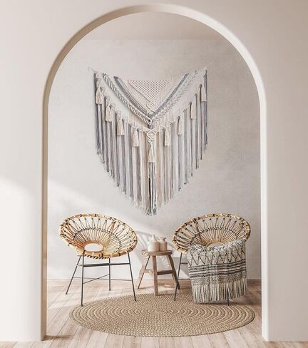 Fashionstorm Macrame Wall Hanging Large Wall Tapestry Woven Boho Tapestry | Ivory Mix Grey, 47x55 inch, in Saudi Arabia