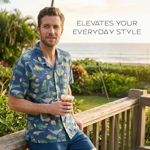 Pendleton Men's Aloha Linen Camp Shirt, Short Sleeve Button Up, Sport Collar, Untuck Fit, Washable in Kuwait