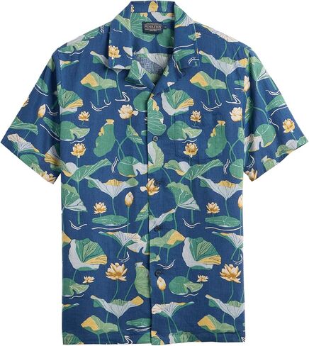 Pendleton Men's Aloha Linen Camp Shirt, Short Sleeve Button Up, Sport Collar, Untuck Fit, Washable in Kuwait