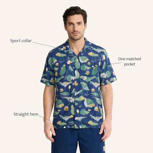 Pendleton Men's Aloha Linen Camp Shirt, Short Sleeve Button Up, Sport Collar, Untuck Fit, Washable in Kuwait