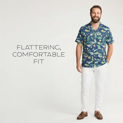 Pendleton Men's Aloha Linen Camp Shirt, Short Sleeve Button Up, Sport Collar, Untuck Fit, Washable in Kuwait