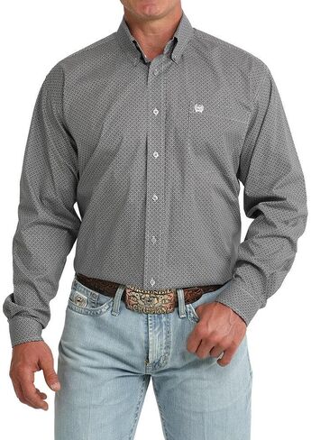 Cinch Men's Grey Print Long Sleeve Shirt in Kuwait
