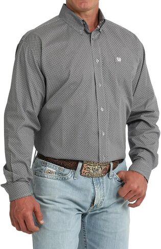 Cinch Men's Grey Print Long Sleeve Shirt in Kuwait