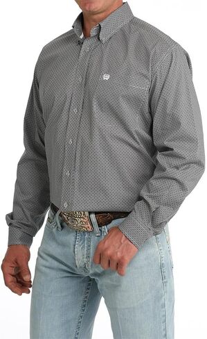 Cinch Men's Grey Print Long Sleeve Shirt in Kuwait