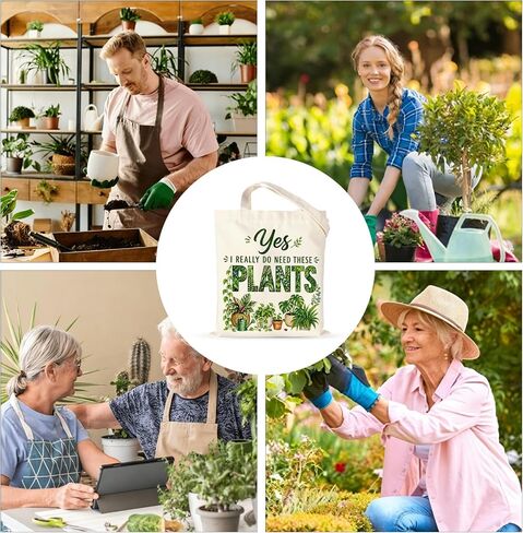 JEWGLO Gardening Tote Bag Plant Lover Gifts for Women Gardening Tools Garden Themed Retirement Gifts for Woman Mom Grandma Gardeners Female Friends Plant Gift Canvas Tote Bag for Birthday Mothers Day in Saudi Arabia
