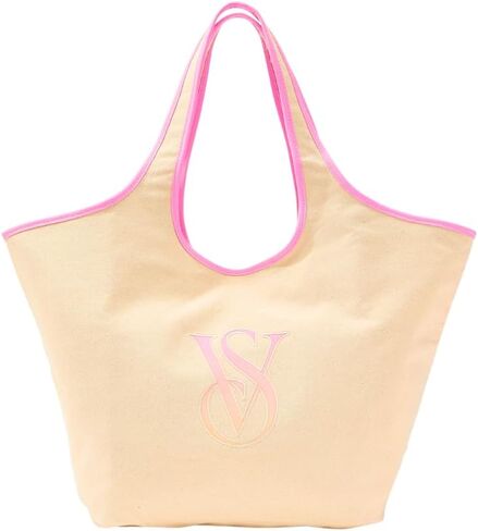 Victoria's Secret Ombré Monogram Logo Tote Bag – Women’s Summer Beach Tote with Gradient Print & Faux Leather Trim in Saudi Arabia