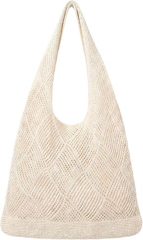 Avxdbr Crochet Beach Tote Bag for Women Summer Beach Mesh Tote Bag Aesthetic Hippie Knit Bags Foldable Travel Totes Bags in Saudi Arabia