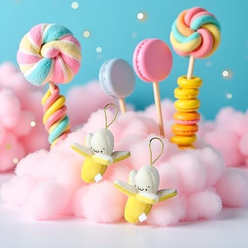 2 Pieces Yellow Peeling Banana Keychain, Banana Plush Keychain,Cartoon Birthday Gift PP Cotton Peeling Shape Plush Doll Pendant for Decoration Women's Keyrings in Saudi Arabia