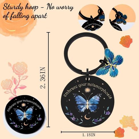 Blue Butterfly Gifts Goth Keychain For Women Inspirational Keychain Small Gifts Encouragement Witchy Gift for Women Halloween Christmas Brithday Gift for Sister Besties in Saudi Arabia