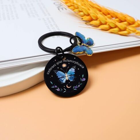 Blue Butterfly Gifts Goth Keychain For Women Inspirational Keychain Small Gifts Encouragement Witchy Gift for Women Halloween Christmas Brithday Gift for Sister Besties in Saudi Arabia