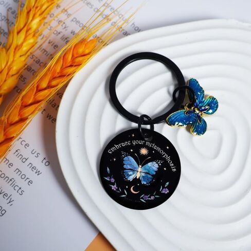 Blue Butterfly Gifts Goth Keychain For Women Inspirational Keychain Small Gifts Encouragement Witchy Gift for Women Halloween Christmas Brithday Gift for Sister Besties in Saudi Arabia