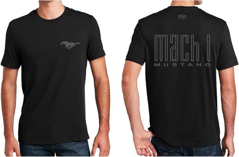 Mustang Mach 1 T-Shirt for Men – Supersoft Black Tee with Tonal Back Logo & Running Pony Front in Kuwait