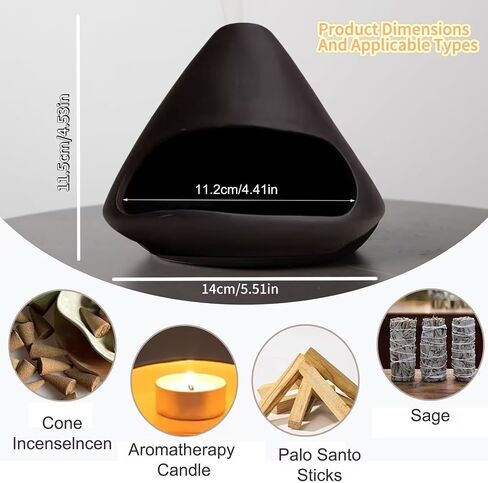 Palo Santo Holder & Mini Chiminea Ceramic Incense Burner for Sage, Cone Burning, Aromatic Home Decor & Incense Sticks with Ash Catcher, Ideal for Yoga & Meditation in Saudi Arabia