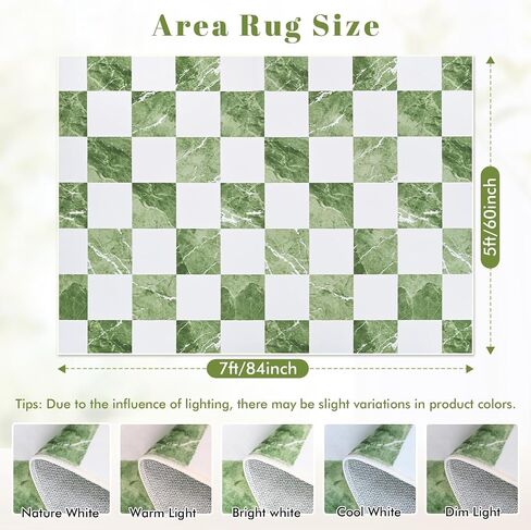 Yinhua 5x7 Area Rugs for Living Room, Neutral Washable Checkered Rugs for Bedroom, Modern Classic Geometric Area Rug Soft Non Slip Large Throw Carpet Green Marble Rug for Nursery Kids Room Playroom in Saudi Arabia