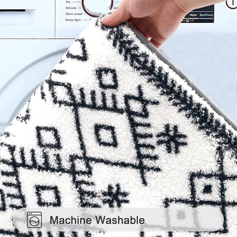 HEBE Bathroom Rug Set - 3 Piece Non Slip Shower Mats with U-Shaped Toilet Mat, Absorbent Microfiber Bath Mats for Bath Rugs, Washable Shaggy Floor Carpet in Saudi Arabia