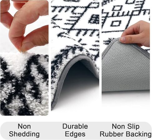 HEBE Bathroom Rug Set - 3 Piece Non Slip Shower Mats with U-Shaped Toilet Mat, Absorbent Microfiber Bath Mats for Bath Rugs, Washable Shaggy Floor Carpet in Saudi Arabia