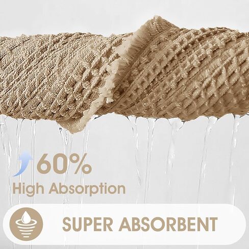 Upgraded Waffle Bath Mat, 24"x17" Brown & Cream, Super Absorbent Non-Slip Quick Dry Bathroom Rugs with Tassels, Machine Washable Ultra Soft Boho Bath Rugs for Floor, Toilet Mats Boho Farmhouse Decor in Saudi Arabia