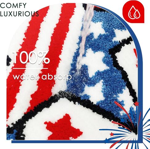 Lindameler 4th of July Bath Mat Soft Washable Patriotic Bath Rug 20 X 30 Inch American Flag Red Blue Stars Patriotic Rug Doormat for Independence Day Decorations in Saudi Arabia