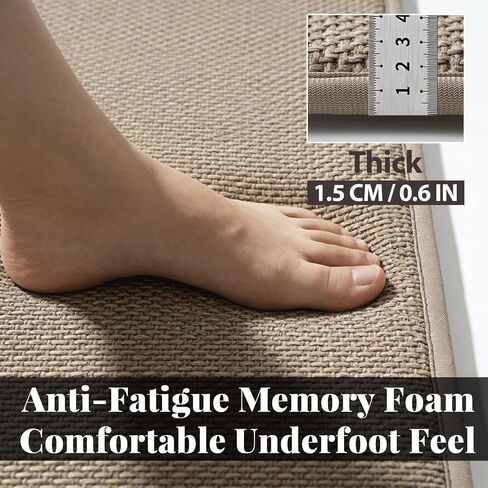 AREDO Thick Memory Foam Bathroom Mat, Soft Absorbent Polyester Bath Rug Quick Dry, Non Slip Shower Floor Rugs with Rubber Backing, Machine Washable (Camel, 24" x 16") in Saudi Arabia