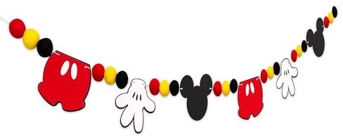 Mouse Garland Banner - Red Yellow Black Felt Garland Decor,Cute Pants and Little Hands Pom Ball Banner,Baby Shower/Kids Theme Birthday Party/Home Mantel Wall Window Decor Party Supplies in Saudi Arabia
