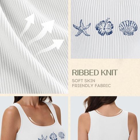 Fkatuzi Beach Hawaiian Hibiscus Crop Tank Tops for Women Vacation Floral Seashell Fower Shirt Beachy Sleeveless Graphic Tees in Saudi Arabia