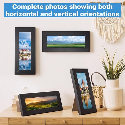 4 Pack Photo Booth Frames 2x6 Strip Frame Film Strip Photo Frame with Stand Wooden Wall, Clear Glass and Tabletop for Wedding Grad Baby Shower Wall Tabletop Desk Home Decor (4) in Saudi Arabia