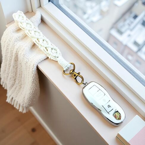 Boho Macrame Keychain Cute Wristlet Lanyard Handmade Wrist Keychain for Women Girl Wristlets Strap for Car Key Id Badges Wallet in Saudi Arabia