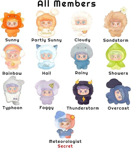 Q.Kid Weather Series MINI Keychain Blind Box 1Pcs (1 of 13 Possible Styles) Cute Lucky Bag Collectible Plush Key Ring Birthday Gifts in Saudi Arabia