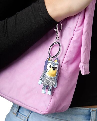 Bluey Bag Charm Pave Crystal، سلسلة مفاتيح Bluey Charm مرخصة رسميًا مع مشبك جراد البحر in Kuwait