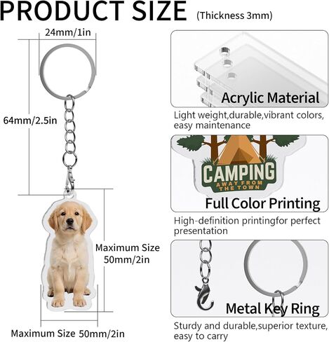 20 Pcs Custom Acrylic Photo Keychain, Personalized Picture Keychain, Customized Gift for Birthday, Anniversary, Party Favors in Saudi Arabia