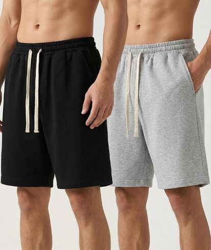 2 Pack Men's Athletic Shorts Casual Shorts with Pockets Drawstring in Saudi Arabia
