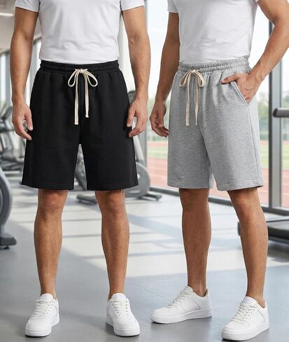 2 Pack Men's Athletic Shorts Casual Shorts with Pockets Drawstring in Saudi Arabia