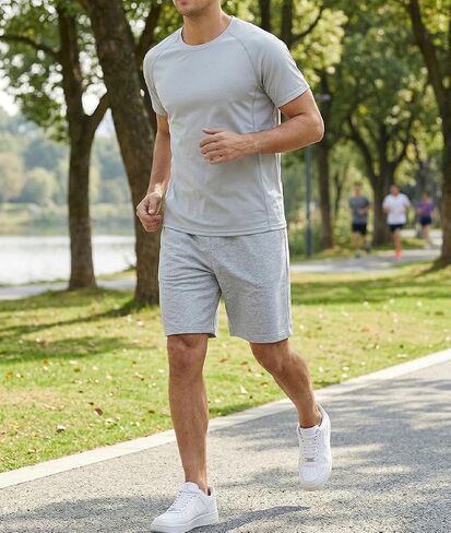 2 Pack Men's Athletic Shorts Casual Shorts with Pockets Drawstring in Saudi Arabia