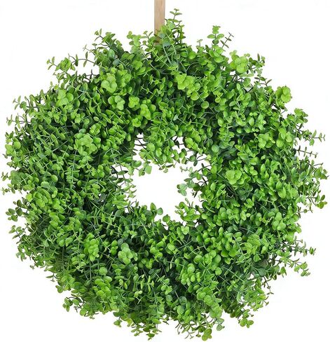 Artificial Boxwood Wreath 24 Inch – Lush Faux Greenery Door Wreath, UV Resistant Round Boxwood Wreath for Front Door, Porch, Window, Indoor Outdoor Decor (Green, 24 Inch) in Saudi Arabia