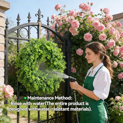 Artificial Boxwood Wreath 24 Inch – Lush Faux Greenery Door Wreath, UV Resistant Round Boxwood Wreath for Front Door, Porch, Window, Indoor Outdoor Decor (Green, 24 Inch) in Saudi Arabia