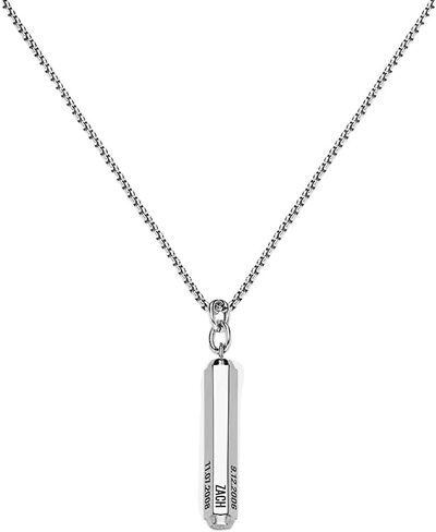 Sett & Co - Personalized 3D Engraved Hexagon Bar Necklace in Stainless Steel or Gold PVD Plating for Men, Him - Black Diamond Option - Custom Gift for Father's Day, Christmas, Valentine's Day in Saudi Arabia