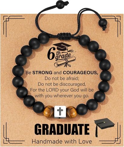 2026 Graduation Gift for Him Men Cross Bracelet Adjustable Bracelet Birthday Gifts for Men With Grad Cap Box and Cards in Saudi Arabia