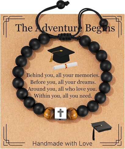 2026 Graduation Gift for Him Men Cross Bracelet Adjustable Bracelet Birthday Gifts for Men With Grad Cap Box and Cards in Saudi Arabia