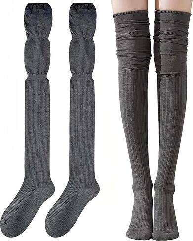 ORUIVO Women's Slouchy Thigh High Sock - Over Knee Stockings Warmers - Extra Long Combed Cotton Boot Socks in Saudi Arabia