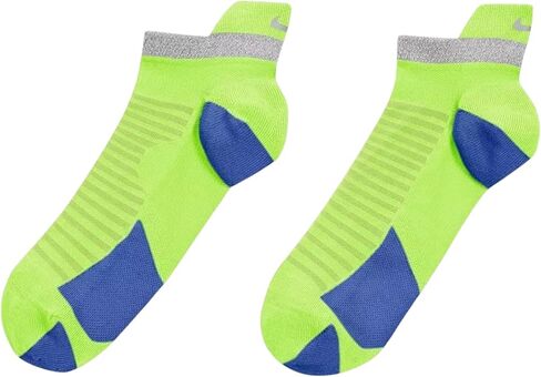 Nike Unisex Spark Cushioned No Show Running Socks | Bright HiVis High Visibility, Neon VOLT / Game Royal Blue - Reflective Silver | CU7201-703 | Size (Large) Men's 10-11.5, Women's 11.5-13 in Kuwait