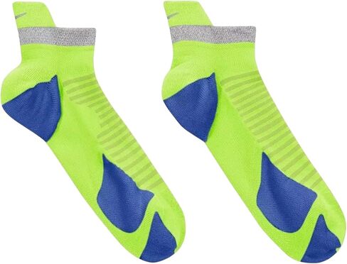 Nike Unisex Spark Cushioned No Show Running Socks | Bright HiVis High Visibility, Neon VOLT / Game Royal Blue - Reflective Silver | CU7201-703 | Size (Large) Men's 10-11.5, Women's 11.5-13 in Kuwait