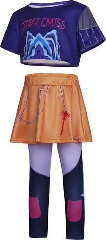 مجموعة ملابس علوية وسراويل تنكرية للفتيات من Demon Girls Cosplay Halloween Hunters للمناسبات والحفلات من 3 إلى 14 عامًا in Kuwait