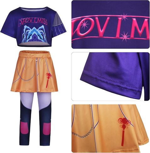 مجموعة ملابس علوية وسراويل تنكرية للفتيات من Demon Girls Cosplay Halloween Hunters للمناسبات والحفلات من 3 إلى 14 عامًا in Kuwait