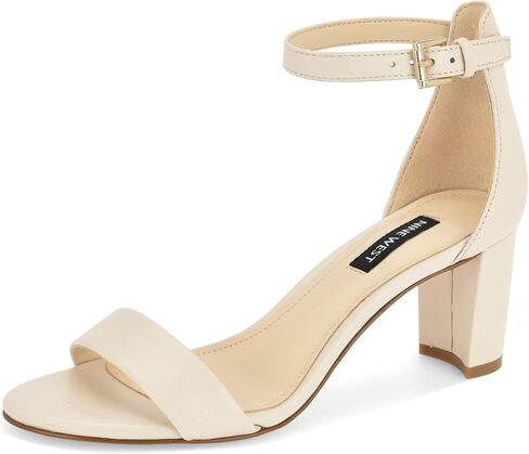 Nine West Women's Pruce Heeled Sandal, Cream Leather 153, 10 in Kuwait