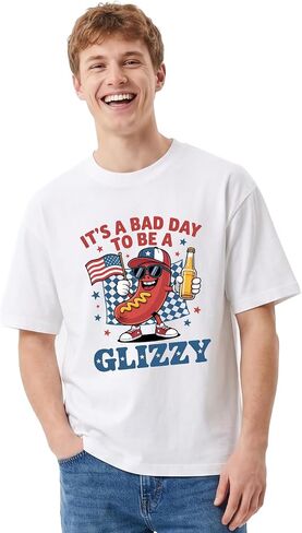 Hot Dog Shirt for Men Bad Day to Be a Hot Dog Shirts for Men Women 4th of July Funny Burger Cotton Short Sleeve in Saudi Arabia