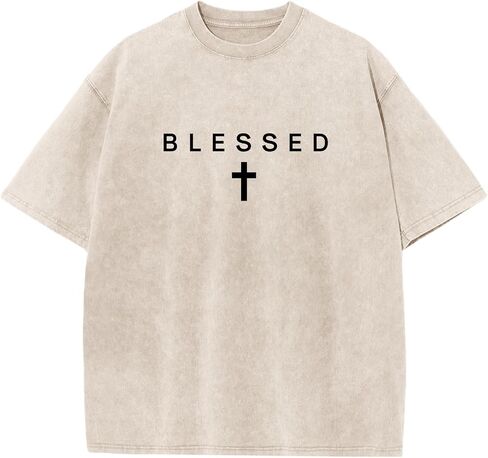 Christian Shirts for Men Cross Tshirt Jesus Religious Shirt Oversized Graphic Vintage Tee Acid Wash God T-Shirt Top in Saudi Arabia